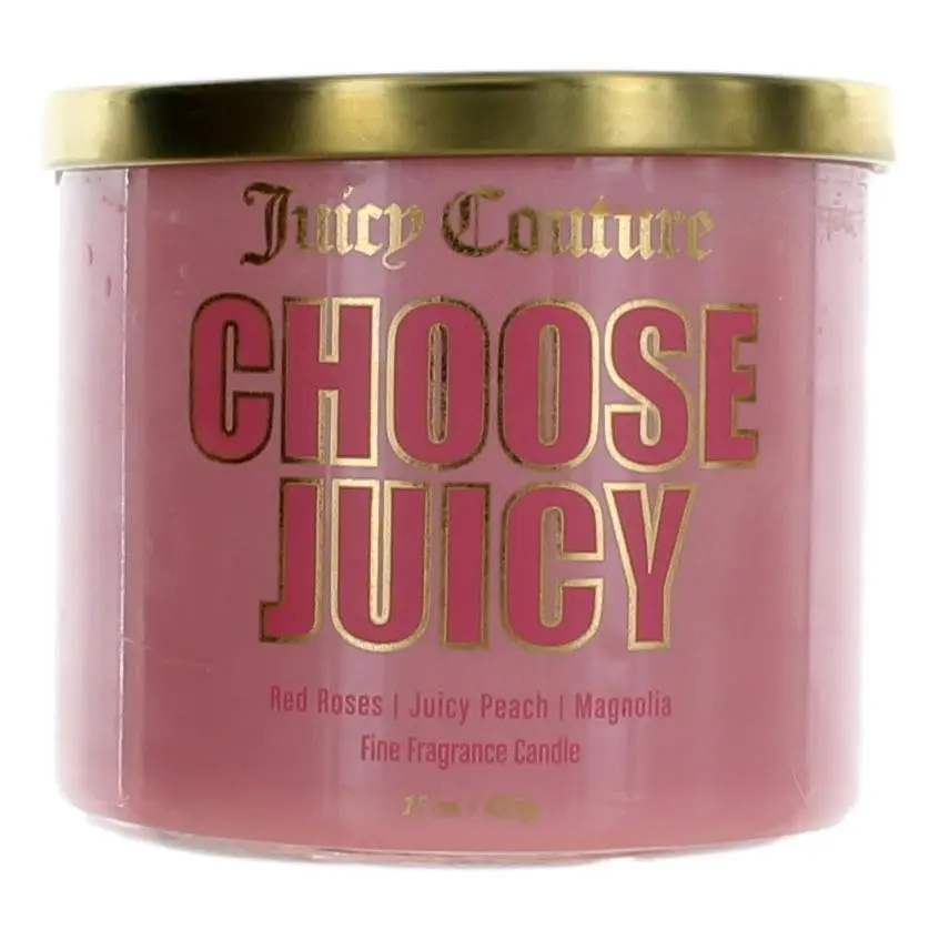 Juicy Couture 14.5 oz Soy Wax Blend 3-Wick Fine Fragrance Candle - Peach, Floral, Jasmine Aroma, Household Decoration, Home Supplies Candle, Perfume, Freshener