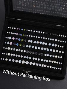 simple elegant artificial zircon stud earrings, earrings for women, geometric heart star square earrings, fashion jewelry accessories for women & men, trendy all-match & exquisite earring stacking set for birthday gift, high quality earrings