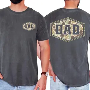Comfort Colors Camo Dad T-Shirt, Vintage Father Graphic Tee, Military Style Camouflage Shirt Gift for Dad Men Father’s Day USA
