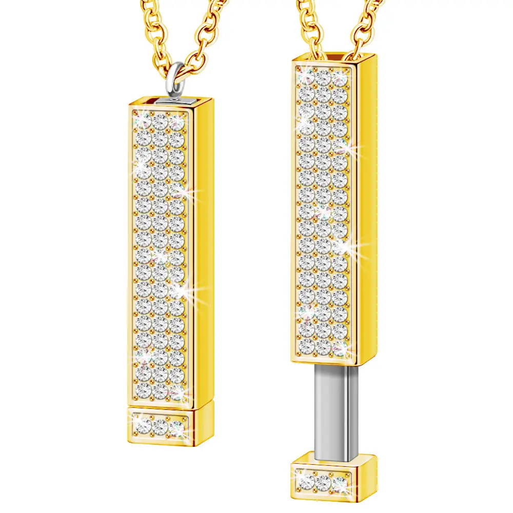 Gold smooth diamond studded necklace