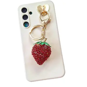 Glitzy Drop Strawberry Phone Charms for Keys, Bags and Phones
