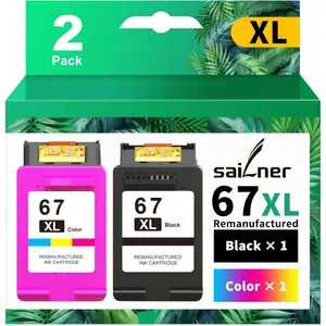 Ink Cartridge Black/Color Combo Pack Replacement For HP 67, 67XL Printer Ink For DeskJet 2755e, 2700, 2855e, 2800, 2700e, 4155e, 4255e, 4100, Envy 6055, 6055e, 6455e, 6400 Printers
