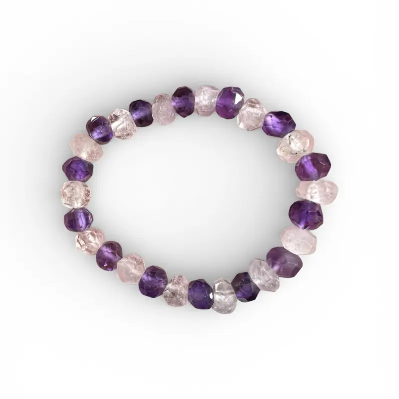 Handmade Natural Amethyst and Topaz Bracelet