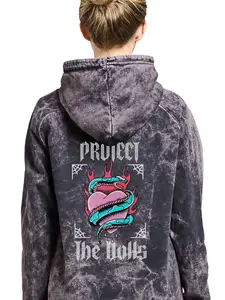 Lane Seven Protect The Dolls Vintage Raglan Hoodie Men's 100% Cotton Fleece Mineral Washed Sweatshirt USA Made Classic Day Menswear Unisex Fit Long Sleeve Ribbed Cuffs