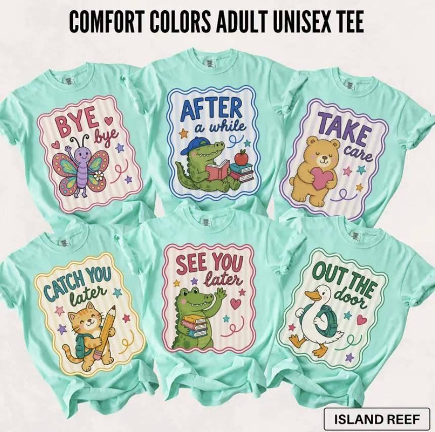 Last Day of School Teacher Team Shirts, Comfort Colors Cute Animal Goodbye School Tee, Matching Teacher Gift, End of Year Summer Shirt