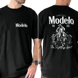 Modelo The Fighting Spirit T-Shirt – Classic Beer Lover Graphic -Unisex Short Sleeve Casual 100% Cotton Clothes Menswear