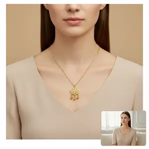 "Aurelia&Elie 18kGold-Plated Stainless Steel Ruyi Lock Heritage Pendant".