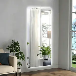 65x21in Full Body Mirror with Lights Full length mirror wall hanging type Suitable for bedrooms, dimming and 3 color lighting
