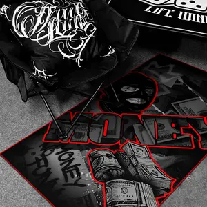 Robber Pattern Non-slip Floor Mat, 1 Count Retro Soft Comfortable Floor Carpet, Washable Area Rug for Home Living Room Bedroom Home Decor Rug