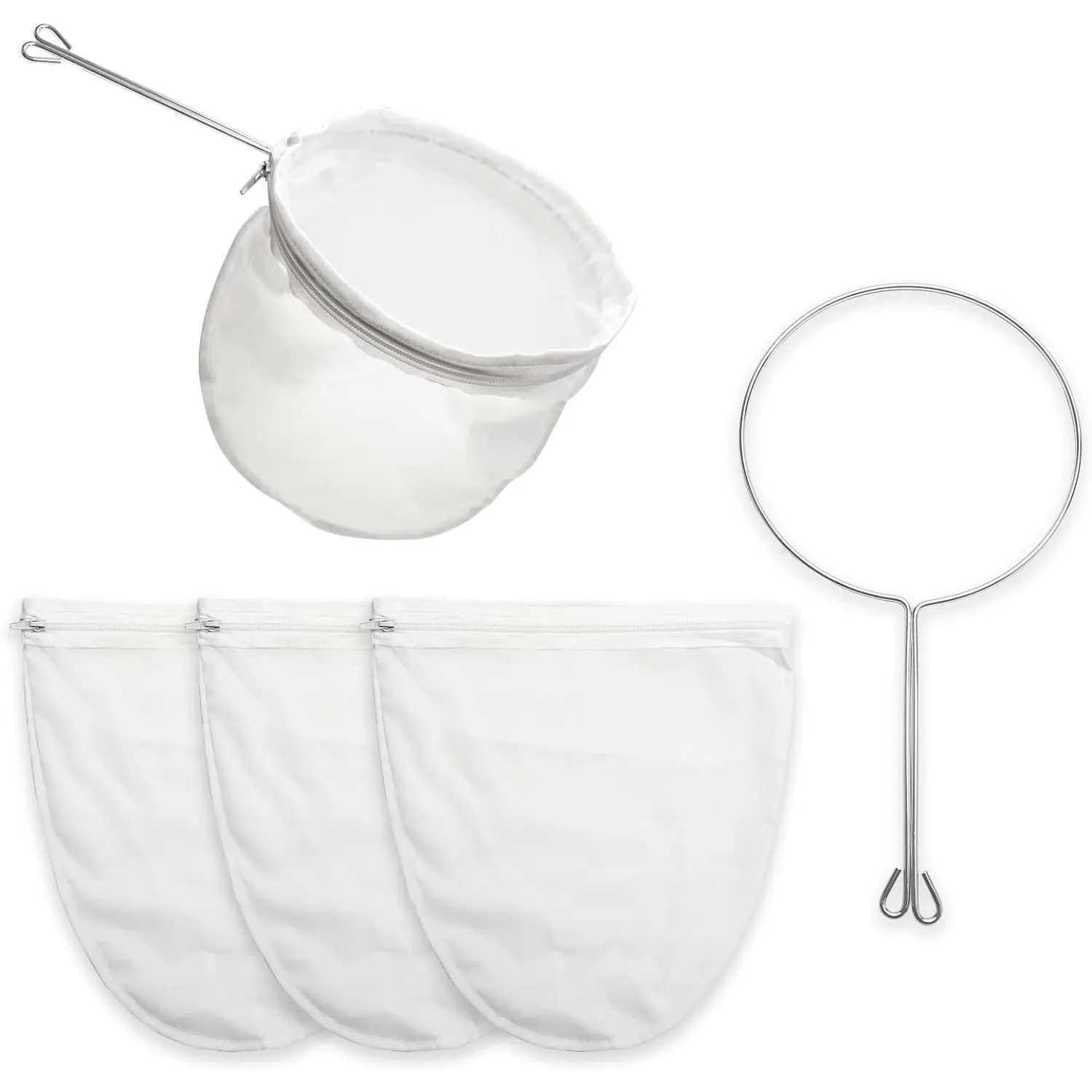 Ultra Fine Mesh Strainer Bag   Grade Filter Zipper Bags with Stainless Steel Handle for Filter Coffee  Milk Juice Oil