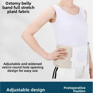 Adjustable Post-Surgery Abdominal Support Belt - Gray Elastic Fabric with Wide Breathable Design & Soft Compression for Ostomy Recovery Comfort