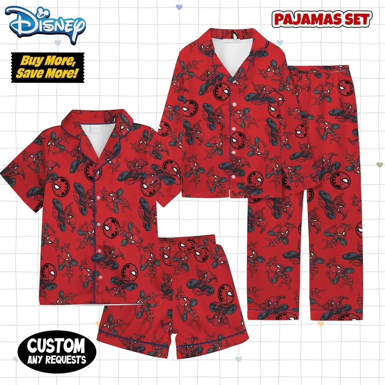 Web Hero Cartoon Pajama Pants, Red Comic Inspired Lounge Pants, Fun Character Sleepwear, Casual Adult PJs