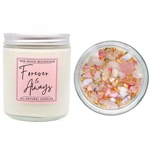 Forever & Always Candle by New Moon Beginnings, Soy Wax, Aromatherapy, Herb and Crystal Candles - Eternal Love, Devotion, Connection