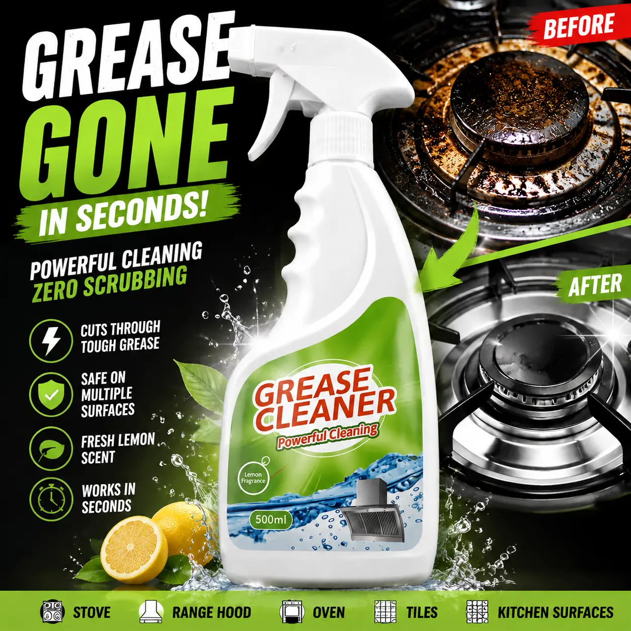 Powerful Cleaning Solution for Removing Grease from Surfaces - Versatile & Efficient for Various Cleaning Needs - 500ml