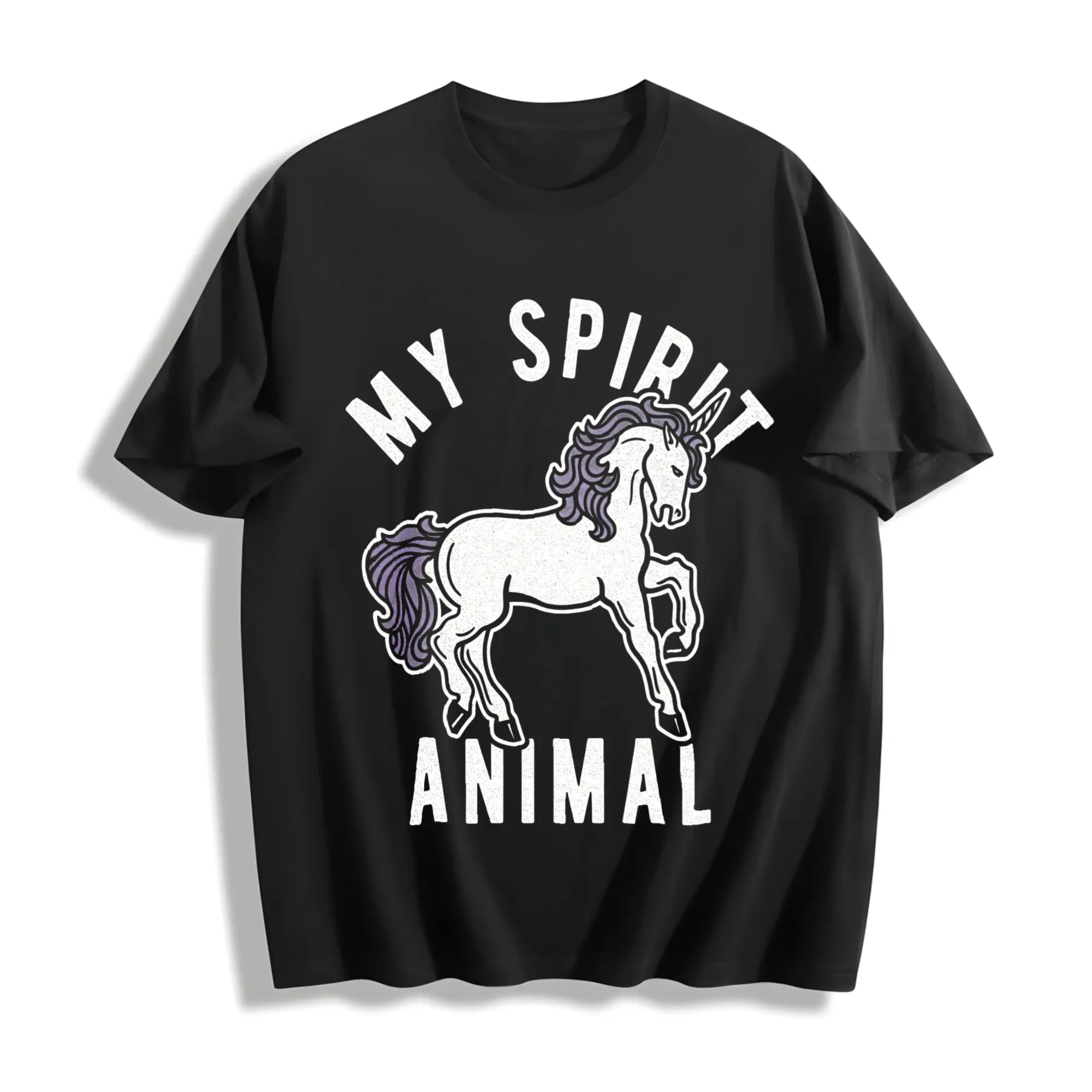 Womens My Spirit Animal: Unicorn T Shirt Funny Mythical Horse Sarcastic Graphic Novelty Tee Funny Womens T Shirts Cute Vintage Fashion Casual Ladies T-Shirt Gift Funny Unicorn Top Women's Novelty Tees Purple