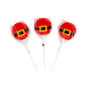 1 1/2" 7 oz. Santa’s Belt Strawberry Lollipops - 12 Pc.