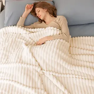 RoseKind Cozy Blanket-Patio Furniture Decor,Classic Stripe Pattern, Ideal for Bed,Couch, Travel,Camping, All Seasons,Home Bedroom Decor