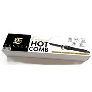 Tedsoa Professional Hot Comb - Comfortable Design for Everyday Use, 30 Seconds Fast Heating, 500° High Heat, 20 Variable Heat Settings Adjustable Daily Titanium