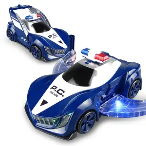 Electric Transforming Police LED Car Automatic Transformer Rotating Toy  with Light and Music for Toddlers