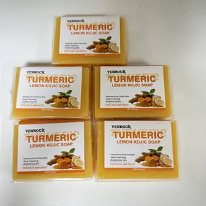 VENROCK Turmeric Lemon Kojic Acid Soap 100g - Deep Cleansing Foam, Oil Control, Alcohol-Free, Gentle for Face & Body, Solid Powder Form