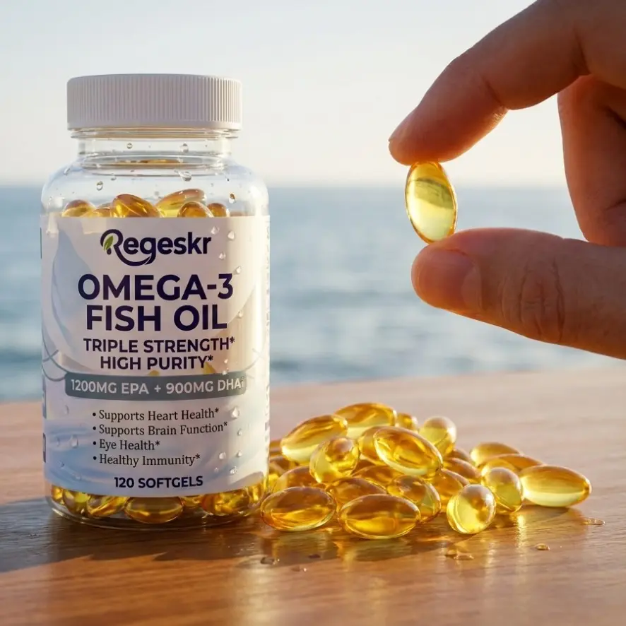 【Regeskr】 Advanced Omega-3 Fish Oil | High Potency Triple Strength Formula (1200mg EPA, 900mg DHA) | Molecularly Distilled for Purity | Eye, Brain & Immune System | 120 Potent Softgels