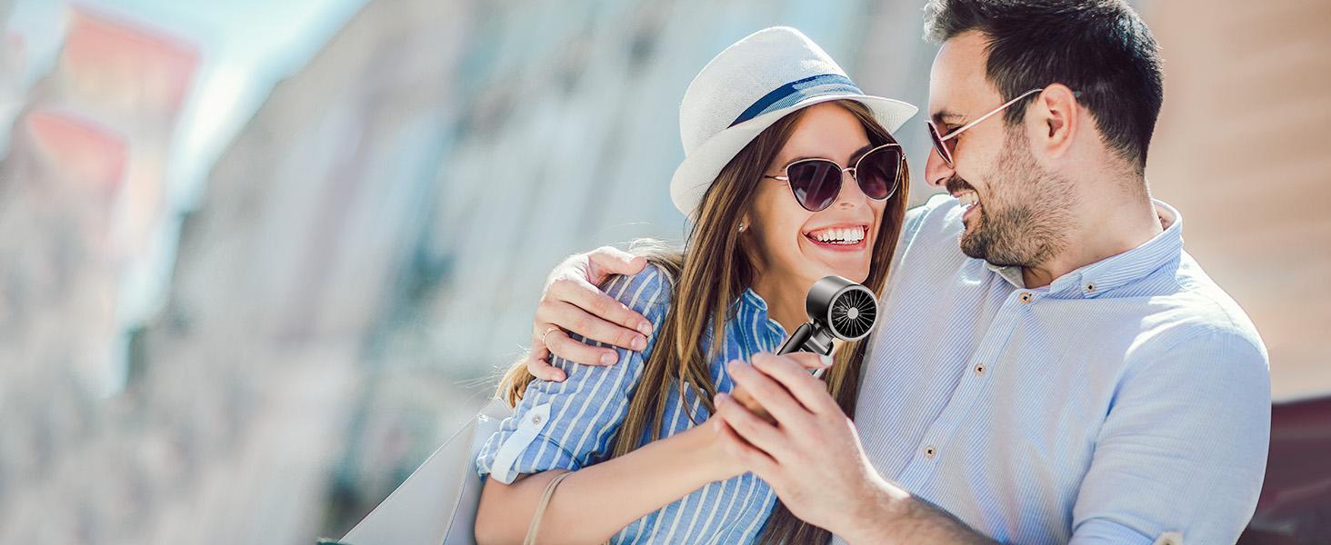 Portable Handheld Turbo Fan, 5 Speeds Ice Cooling Mode, Up to 12H Runtime, 3-in-1 Personal Fan with LED Display & Cooling Plate, Battery Operated Travel Fan for Outdoor, Beach, Gym - Summer Hot Must-Have