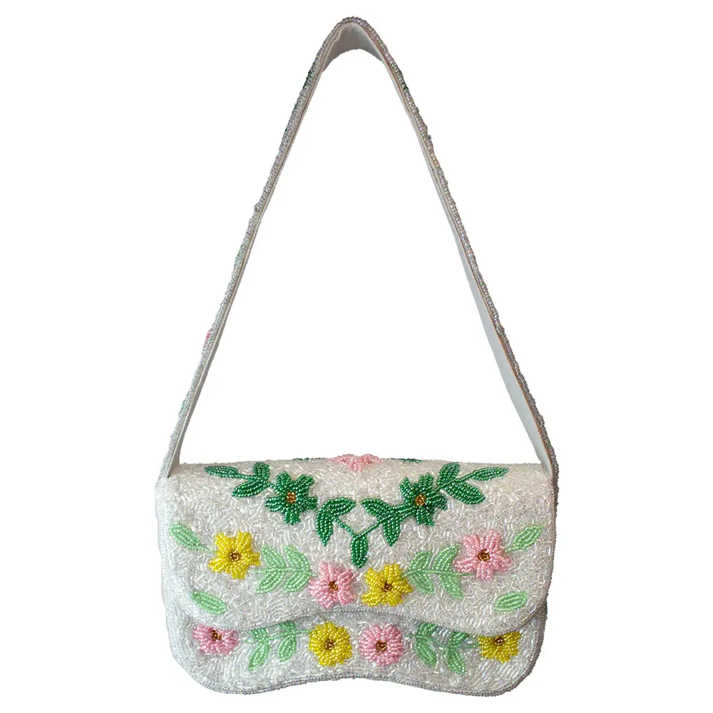 Flower Beaded Shoulder Bag