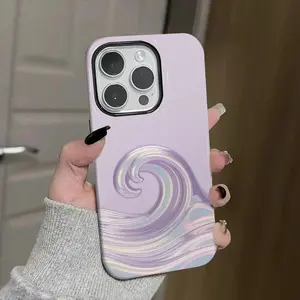 Purple, wave, iridescent Soft And Hard Two-In-One Film Printed Full Pattern Case For IPhone 16 15 14 13 1211 Pro Max Plus Phone Case