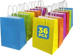 36 Pack Gift bags with handles，8.2"×3.1"×5.9" paper bags with handles bulk，For birthdays, crafts, weddings, party supplies