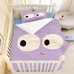 2-Piece 3D Down Duvet Cover Set, Purple Cartoon Duvet Cover Digital Print, Soft And Comfortable, With Round Eyes And A Smiling Mouth Print Design, Home Bedding Down Duvet Cover, Suitable For Bedroom, Guest Room, Living Room - 1 Duvet Cover & 1 Pillowcase.