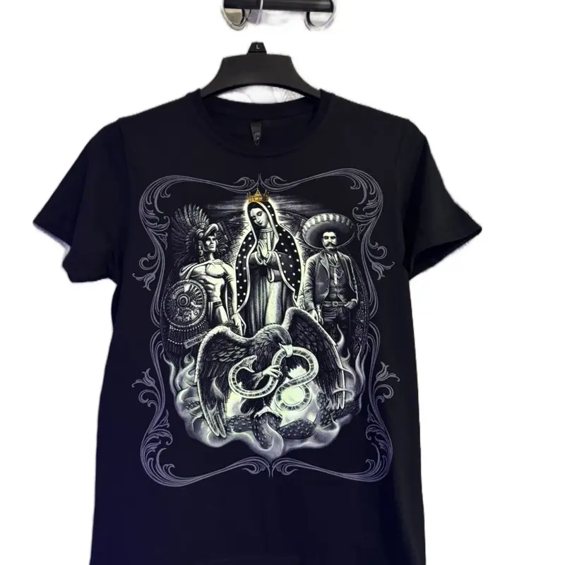 Virgencita Hermosa Menswear T-shirt Short Sleeve Top Streetwear Graphic Crewneck Casual Tropical Design