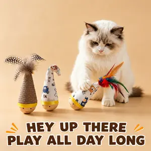 Cat 3-Piece Colorful Tumbler Toy Set - Natural Stimulator, Soft Teething Toy for , stress-relief toy essentials,Cat toy