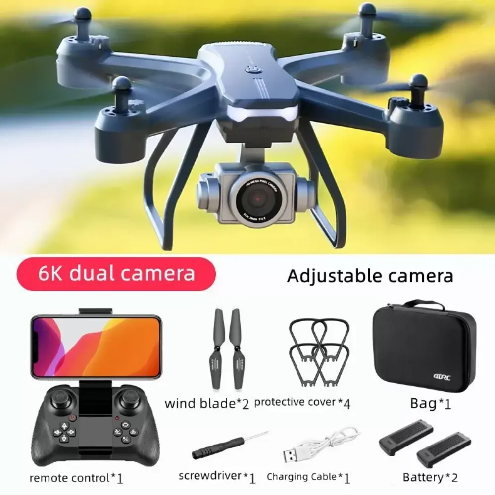 V14 Professional Folding Drone with 6K HD Dual Camera, WiFi FPV, 30 Min Flight Time, Smart Voice Control, Altitude Hold, 2 Batteries, Automatic Functions, Portable RC Quadcopter, Storage Box, Mobile Accessories for Adults Beginners