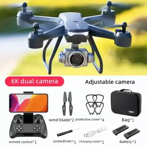 V14 Professional Drone 6K HD Dual Camera Wifi FPV Portable RC Quadcopter 30 Min Flight Time Smart Voice Control 2 Batteries for Adults Beginners altitude hold foldable mini