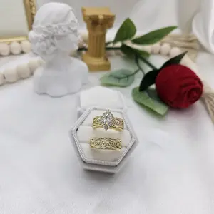 valdiviajewery #2290 Duo wedding ring set, 14k gold plated, high quality