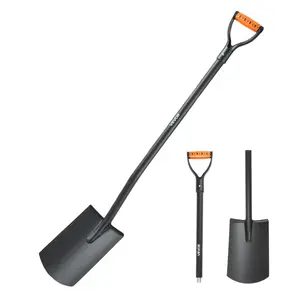 Square Shovel, 48 in Heavy-Duty Flat Shovel, Transfer Shovels with Alloy Steel Blade and Non-Slip D-Handle, Detachable and Easy Storage, for Gardening, Construction, Digging, and Snow Shoveling