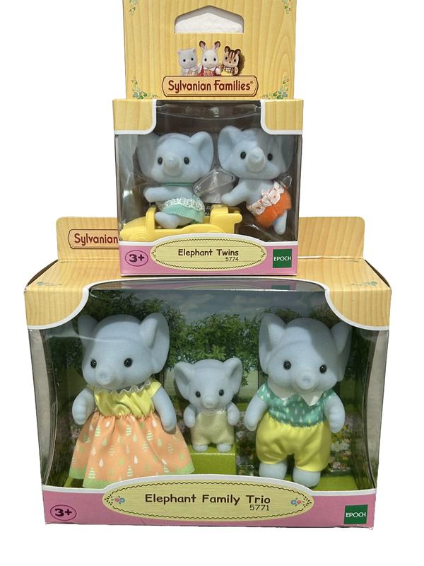 Sylvanian Families Elephant Family 5771 Trio + Baby Twins Set Calico Critters