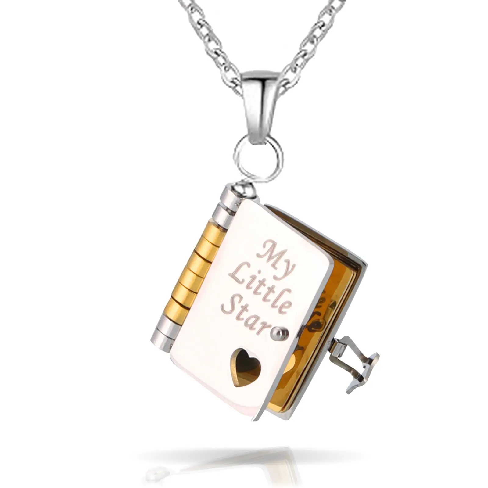 Unisex Star Book Locket Necklace in Stainless Steel, Inspirational Pendant with Hidden Message, Sentimental Christmas, Birthday & Anniversary Gift, 40cm+5cm Chain, Black Friday, 40Cm+5Cm/15.74In+1.96In, Steel Chain