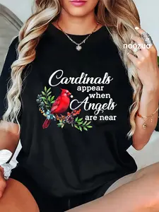 100% Cotton Unisex Cardinals Appear When Angels Are Near Bird Lover Cardinal T-Shirt Casual Top