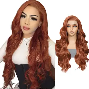 24inch Long 13x6 HD Front Lace Synthetic Wig - Body Wave Wigs Heat Resistant for Various Shapes Gorgeous Fluffy without Bangs for Halloween, Christmas Party, Daily Use