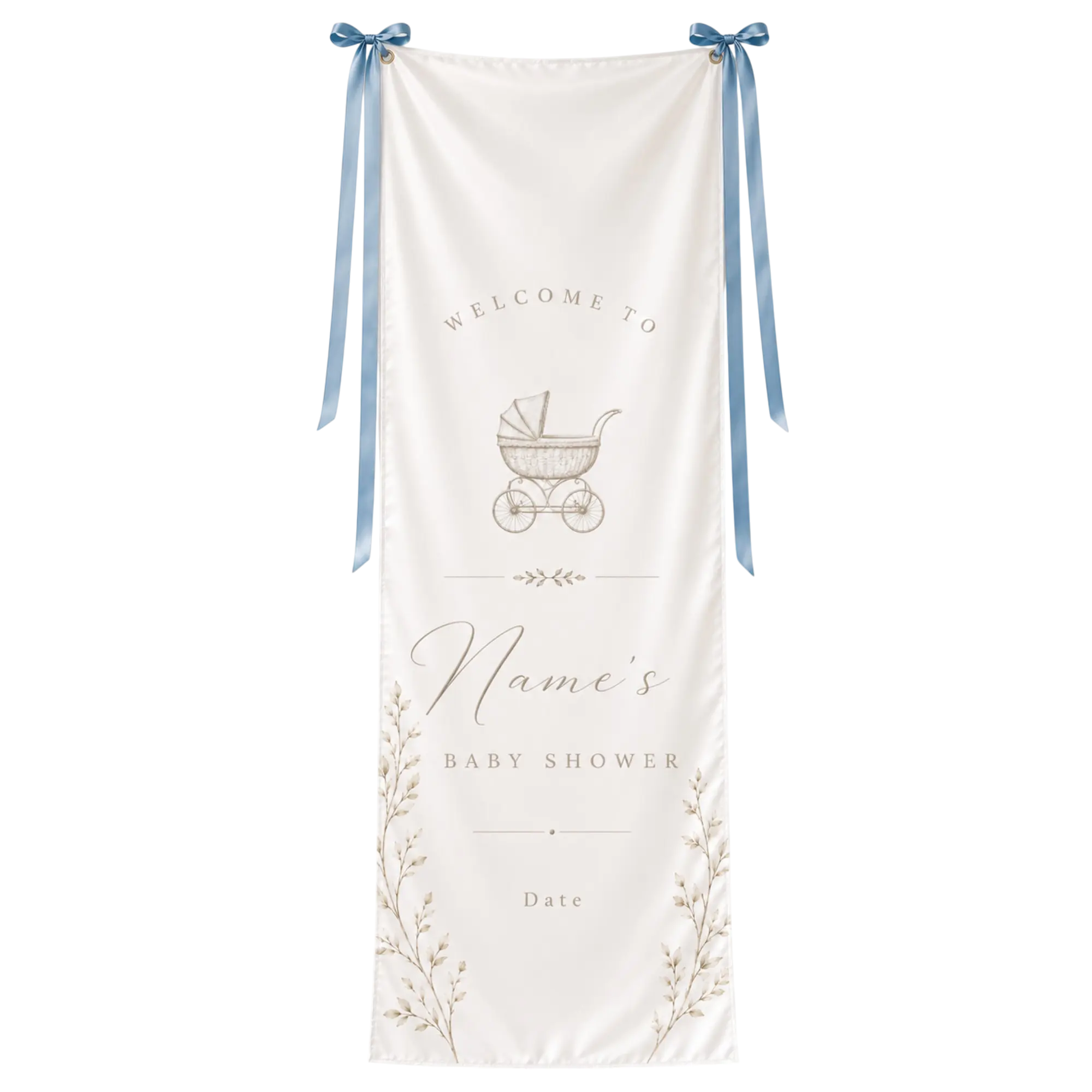 Personalized Baby Shower Satin Fabric Welcome Banner - Cute Party Entrance Decor Celebration Sign