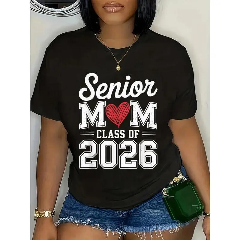 Men's Funny Graphic T-Shirt, 100% Cotton Short-Sleeve Vintage Distressed Tee for Proud Senior Parents of the Class of 2026, All-Seasons Streetwear, Tshirt