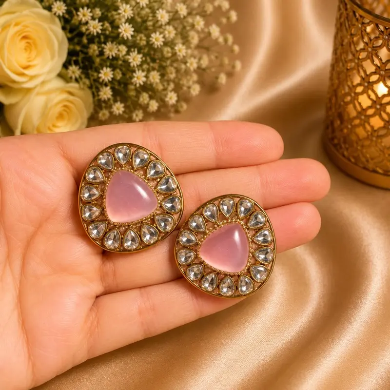 Royal Kundan Big Stud Earrings.