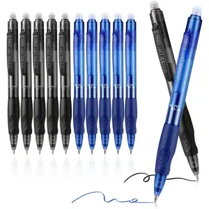 Erasable Gel Pens, 12 Pack (6 Black & 6 Blue) Erasable Pen 0.5mm Comfortable Grip, Dry Erase Pens Clicker Fine Point for Office Planner Scheduling Appointments Sketching