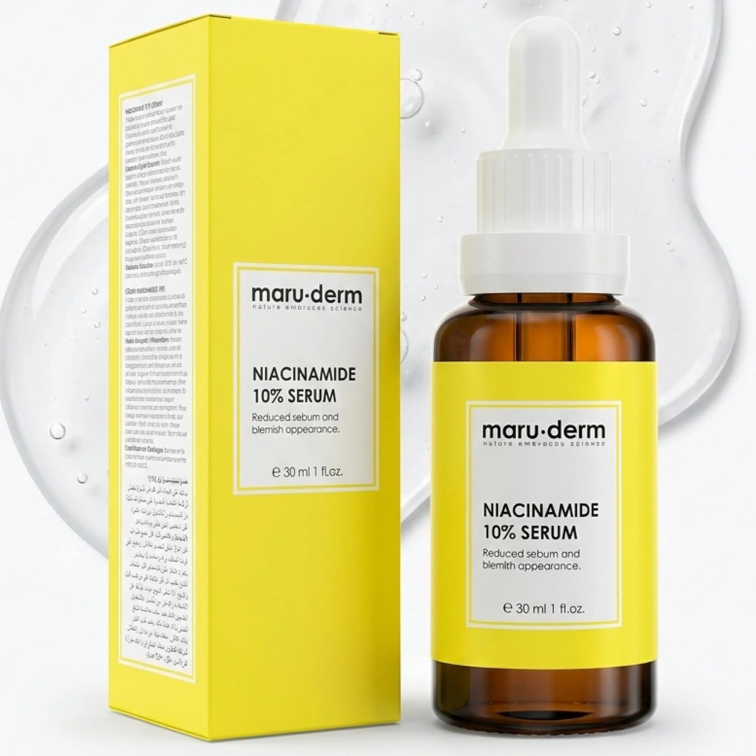 Maruderm Niacinamide 10% Serum with Multi-Weight Hyaluronic Acid & Panthenol — Pore-Refining, Oil-Balancing & Tone-Smoothing, 1.0 fl. oz. (30 ML)
