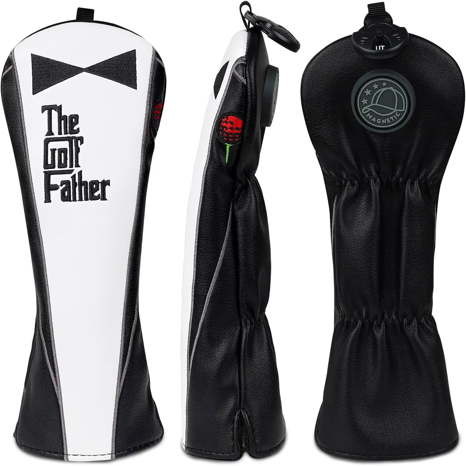 Big Teeth The Golf Father Funny Golf Head Covers - Driver, Fairway, Utility Golf Club Head Covers for Men and Father