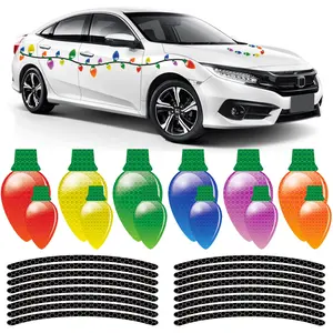Fantix Reflective Christmas Car Magnet Set, Holiday Bulb Shape Magnets for Vehicles & Decorations, 6 Bulbs with 3 Wires, Perfect for Refrigerators & Mailboxes