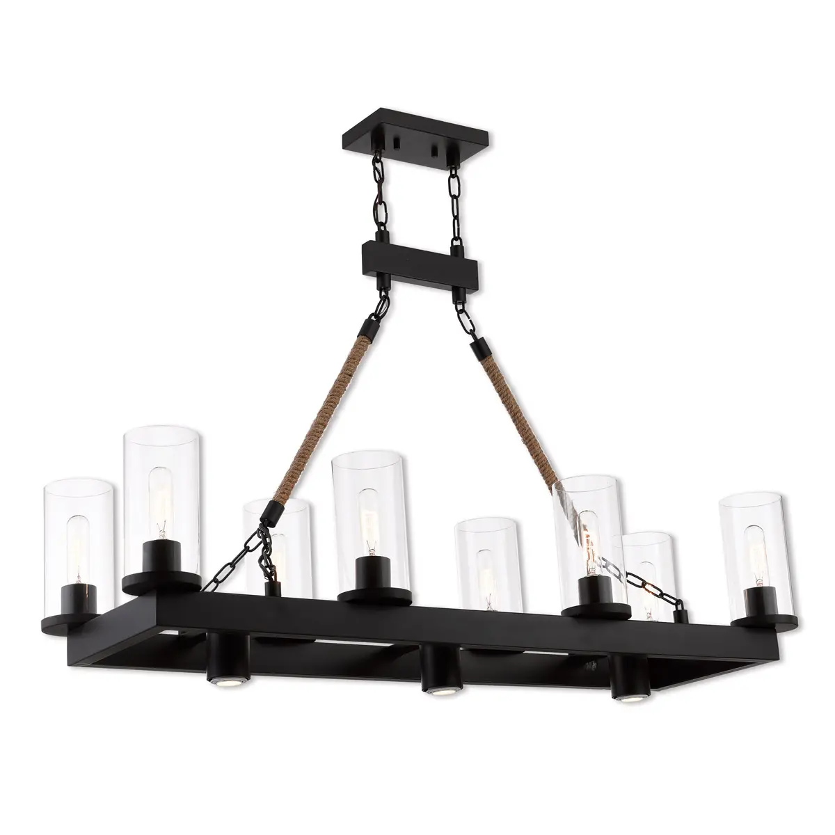15 inch 11 Light Bronze Linear Chandelier with Clear Glass Shade
