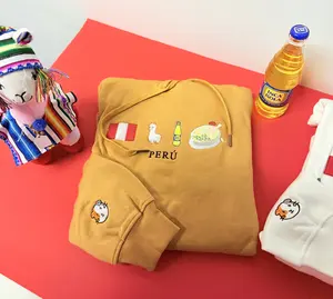 Peruvian Embroidered Hoodies Flag, Inka Kola, and Caldo de Gallina