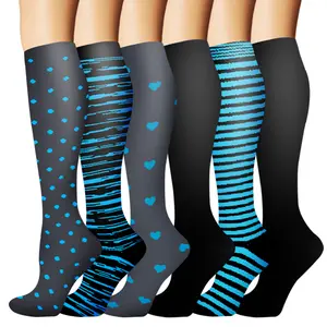 Women’s Compression Socks 6 Pairs with Polka Dot Compression Socks pattern and contemporary socks aesthetic for fitness outfits, travel styling and socks women daily wear with vacation vibes